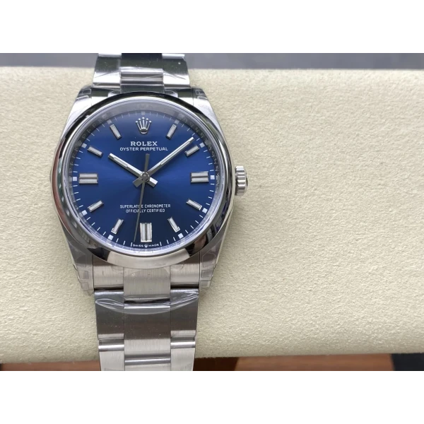 VS Factory Rolex Oyster Perpetual 36mm Bright Blue Sunburst Dial Smooth Bezel Oyster Bracelet (126000) 1:1 Super Clone – DD3230 Movement