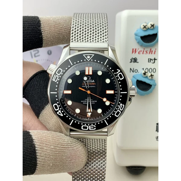 VS Factory Omega Seamaster Diver 300M 42mm 007 Edition “No Time To Die” Matte Black Dial Titanium Mesh Bracelet (210.30.42.20.01.018) 1:1 Super Clone – DD8806 Movement