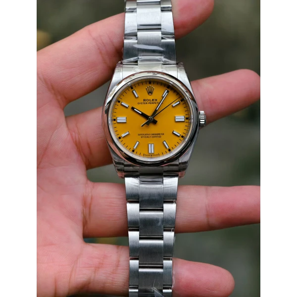 VS Factory Rolex Oyster Perpetual 36mm Yellow Dial Smooth Bezel Oyster Bracelet (126000) 1:1 Super Clone – DD3230 Movement
