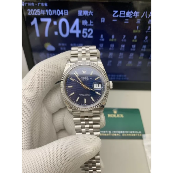 VS Factory Rolex Datejust 36mm Blue Fluted Motif Dial Jubilee Bracelet (126234) 1:1 Super Clone – DD3235 Movement