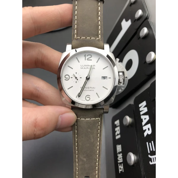 VS Factory Panerai Luminor Marina 44mm White Dial Distressed Luminous Arabic Numerals Brown Leather Strap(PAM01314)1:1 Super Clone – DDP.9010 Movement