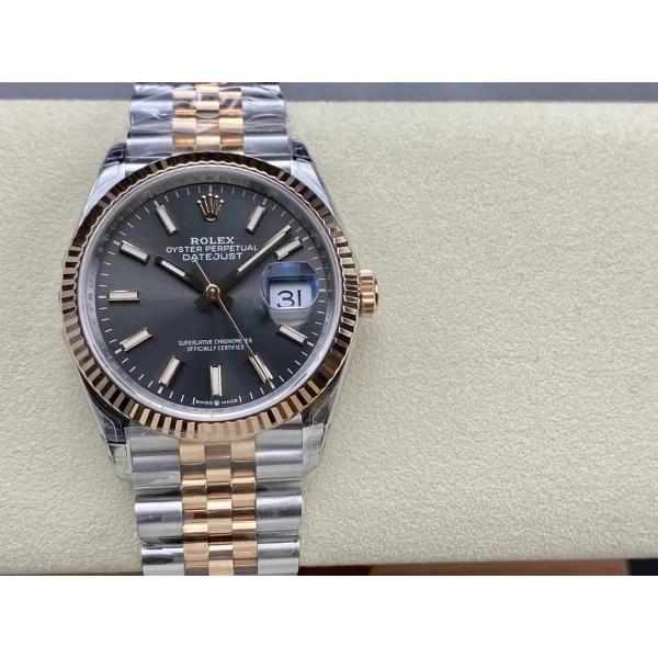 VS Factory Rolex Datejust 36mm Two-Tone Rose Gold Sunburst Slate Dial Jubilee Bracelet (126231) 1:1 Super Clone – DD3235 Movement