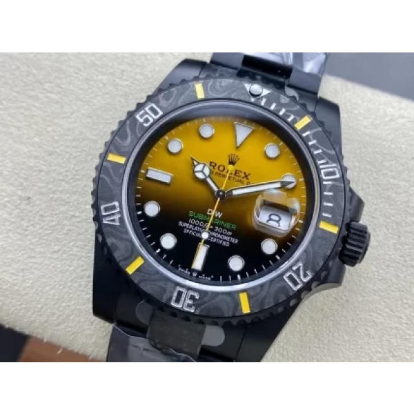 VS Factory Rolex Submariner Date “DiW Yellow Gradient” PVD & Carbon Bezel 1:1 Super Clone – DD3135 Movement