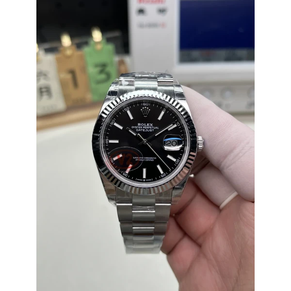 VS Factory Rolex Datejust 41mm Deep Black Dial Fluted Bezel Oyster Bracelet (126334) 1:1 Super Clone – DD3235 Movement