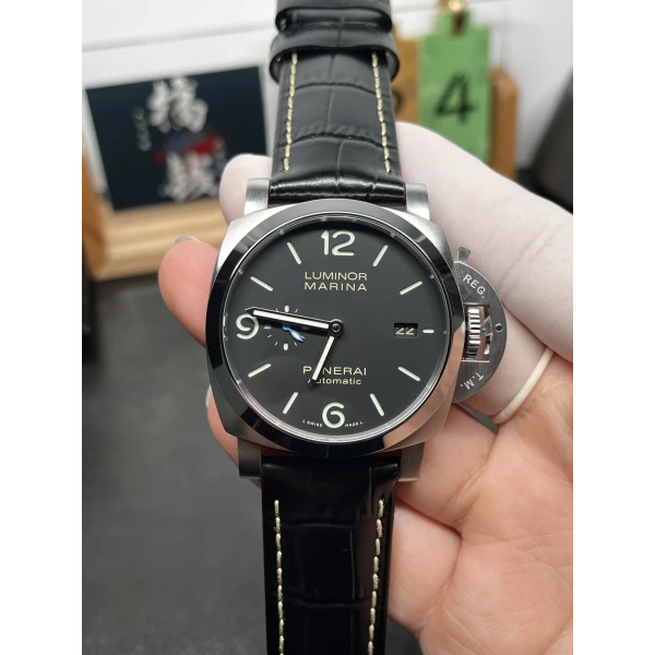 VS Factory Panerai Luminor Marina 44mm Black Dial Luminous Arabic Numerals Black Leather Strap (PAM01312)1:1 Super Clone – DDP.9010 Movement