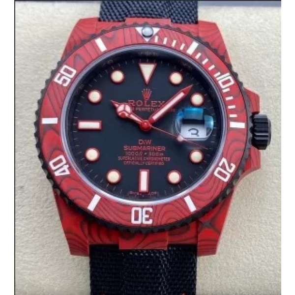 VS Factory Rolex Submariner Date “DiW Red Devil” Layered Red Carbon (Custom Edition) 1:1 Super Clone – DD3135 Movement