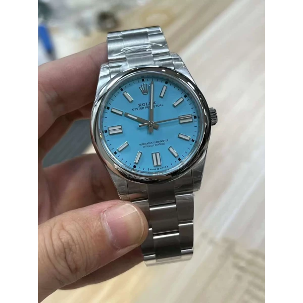 VS Factory Rolex Oyster Perpetual 41mm Turquoise “Tiffany” Blue Dial Smooth Bezel Oyster Bracelet (124300) 1:1 Super Clone – VS3230 Movement