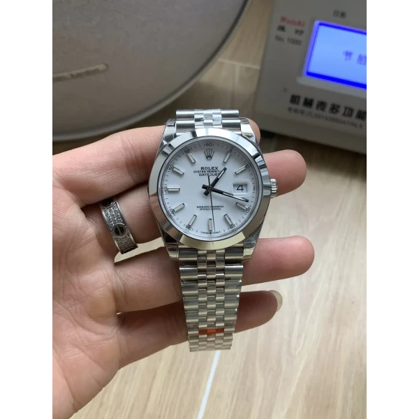 VS Factory Rolex Datejust 41mm Pure White Dial Smooth Bezel Jubilee Bracelet (126300) 1:1 Super Clone – DD3235 Movement