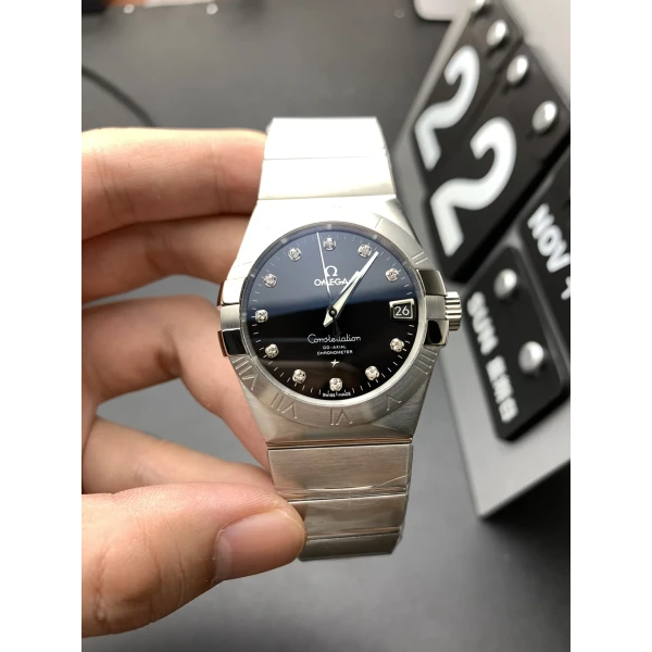 VS Factory Omega Constellation Co-Axial 38mm Black Diamond Dial (123.10.38.21.51.001) 1:1 Super Clone – DD8500 Movement