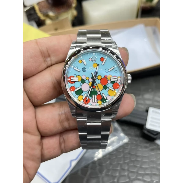 VS Factory Rolex Oyster Perpetual 36mm “Celebration Bubble” Motif Dial Smooth Bezel Oyster Bracelet (126000) 1:1 Super Clone – DD3230 Movement