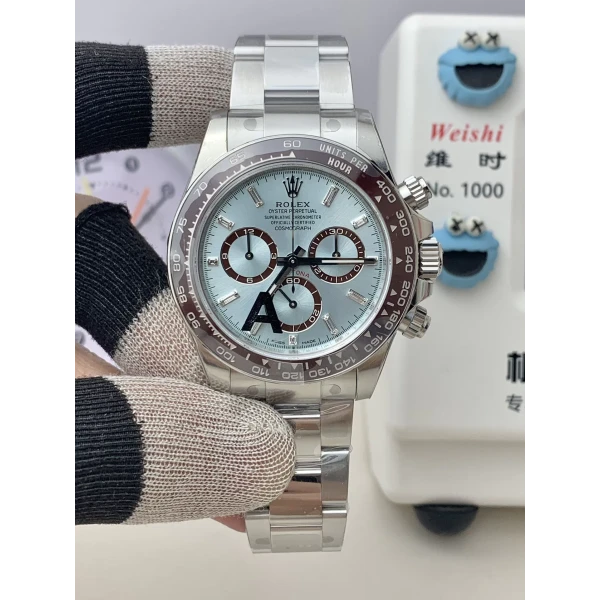 VS Factory Rolex Cosmograph Daytona “Platona” Ice Blue Baguette Diamond Dial (126506) 1:1 Super Clone – DD4131 Movement