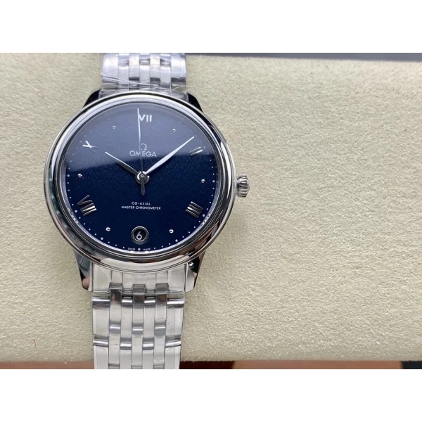 VS Factory Omega De Ville Prestige 40mm Dark Blue Dial Stainless Steel Bracelet (434.10.40.20.03.001) 1:1 Super Clone – DD8800 Movement