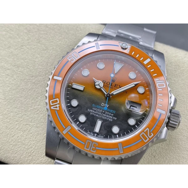 VS Factory Rolex Submariner Date “DiW Orange/Blue” Gradient Carbon Dial (Steel Edition) 1:1 Super Clone – DD3135 Movement