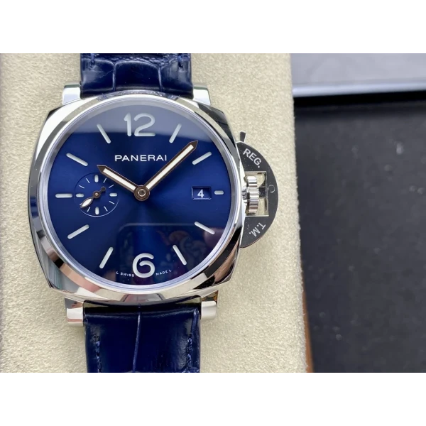 VS Factory Panerai Luminor Due 38mm Blue Dial Blue Leather Strap (PAM01273) 1:1 Super Clone - DDP.900 Movement