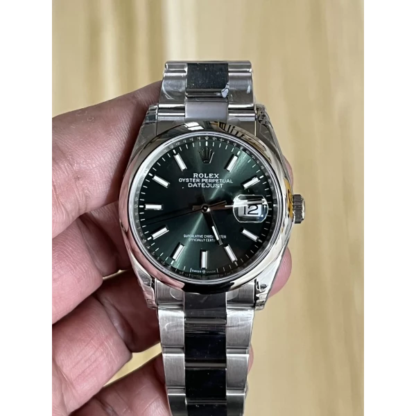 VS Factory Rolex Datejust 36mm Sunburst Green Dial Smooth Bezel Oyster Bracelet (126200) 1:1 Super Clone – DD3235 Movement