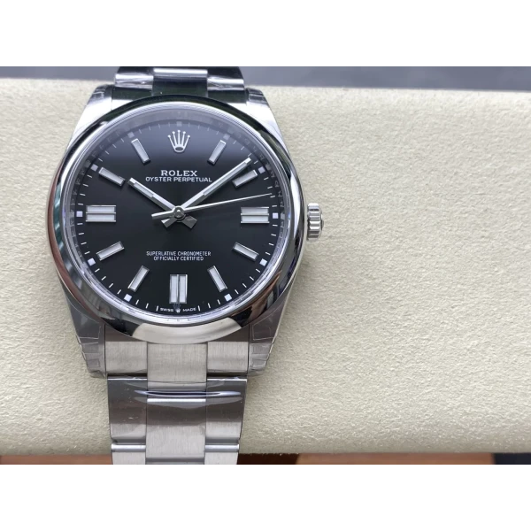 VS Factory Rolex Oyster Perpetual 41mm Bright Black Dial Smooth Bezel Oyster Bracelet (124300) 1:1 Super Clone – DD3230 Movement