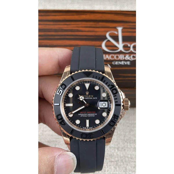 VS Factory Rolex Yacht-Master 40mm Rose Gold Matte Black Dial Ceramic Bezel Oysterflex Strap (126655) 1:1 Super Clone – DD3235 Movement