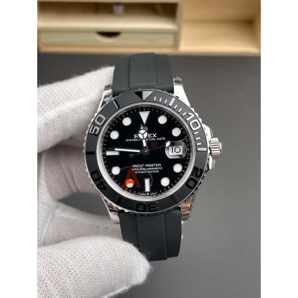 VS Factory Rolex Yacht-Master 42mm White Gold Black Dial Ceramic Bezel Oysterflex Strap (226659) 1:1 Super Clone – DD3235 Movement