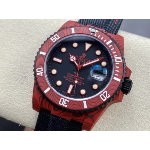 VS Factory Rolex Submariner Date “DiW Red Devil” Layered Red Carbon (Custom Edition) 1:1 Super Clone – DD3135 Movement
