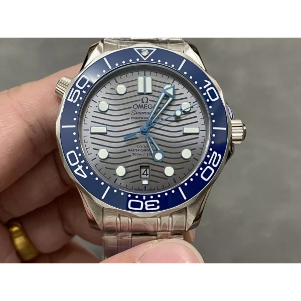 VS Factory Omega Seamaster Diver 300M 42mm Grey Wave Dial Blue Ceramic Bezel Stainless Steel Bracelet (210.30.42.20.06.001) 1:1 Super Clone – DD8800 Movement