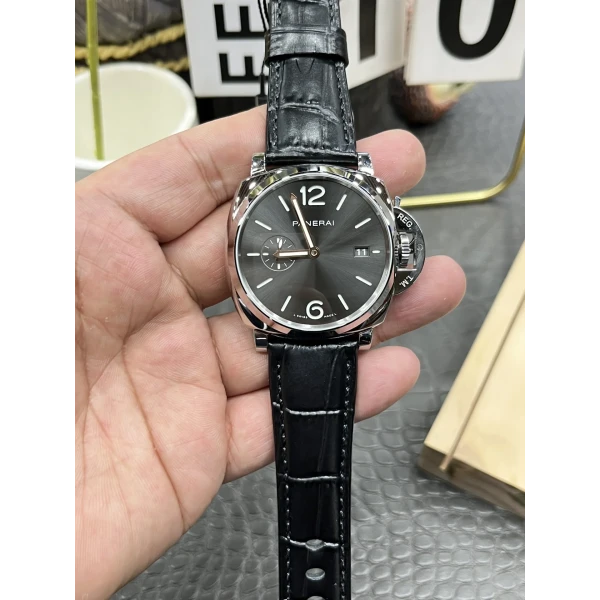 VS Factory Panerai Luminor Due 42mm Grey Dial Black Leather Strap Smooth Bezel(PAM01250)1:1 Super Clone – DDP.900 Movement
