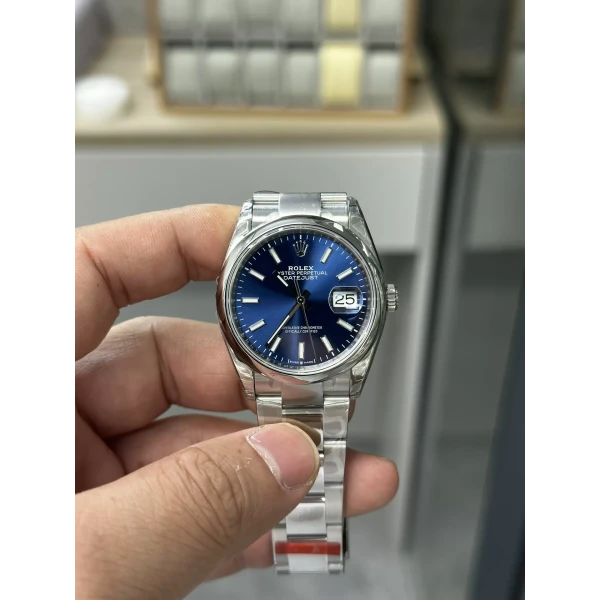 VS Factory Rolex Datejust 36mm Sunburst Blue Dial Smooth Bezel Oyster Bracelet (126200) 1:1 Super Clone – DD3235 Movement