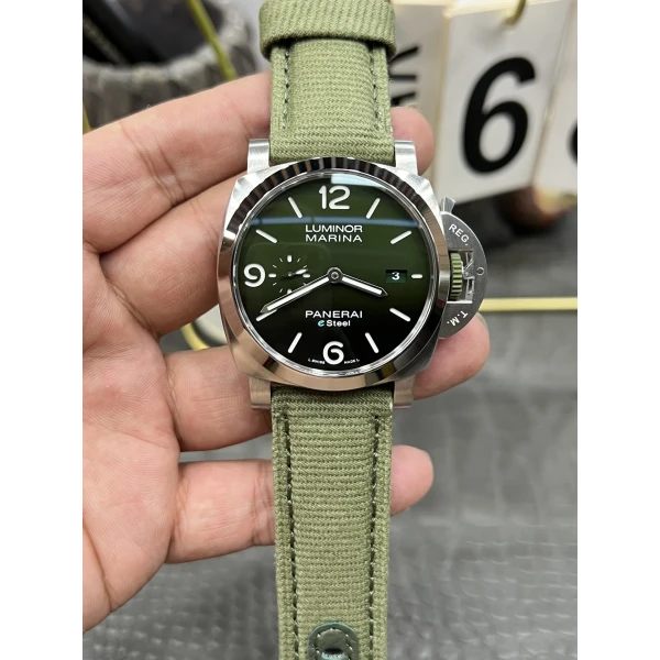 VS Factory Panerai Luminor Marina 44mm “Verde Smeraldo”Emerald Green Vertical Gradient Sandwich Dial Green Canvas Strap (PAM01356) 1:1 Super Clone – DDP.9010 Movement