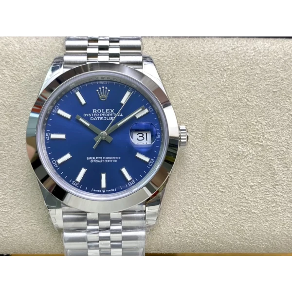 VS Factory Rolex Datejust 41mm Blue Sunburst Dial Smooth Bezel Jubilee Bracelet (126300) 1:1 Super Clone – DD3235 Movement