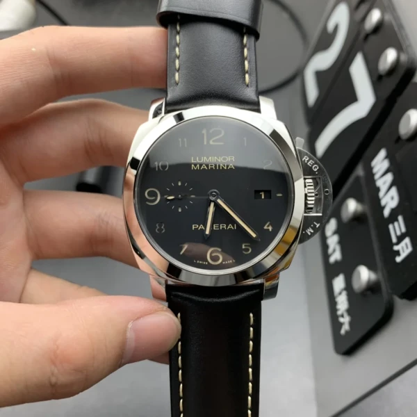 VS Factory Panerai Luminor Marina 1950 Matte Black Dial Luminous Arabic Numerals Black Calfskin Leather StrapPAM00359 1:1 Super Clone – DDP.9000 Movement