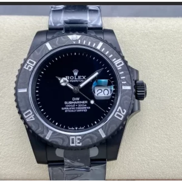 VS Factory Rolex Submariner Date “DiW Stealth Black” PVD & Carbon Bezel 1:1 Super Clone – DD3135 Movement