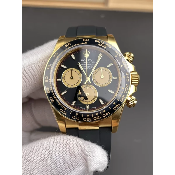 VS Factory Rolex Cosmograph Daytona 40mm Black Dial Yellow Gold Rubber Strap (126518LN) 1:1 Super Clone - DD4131 Movement